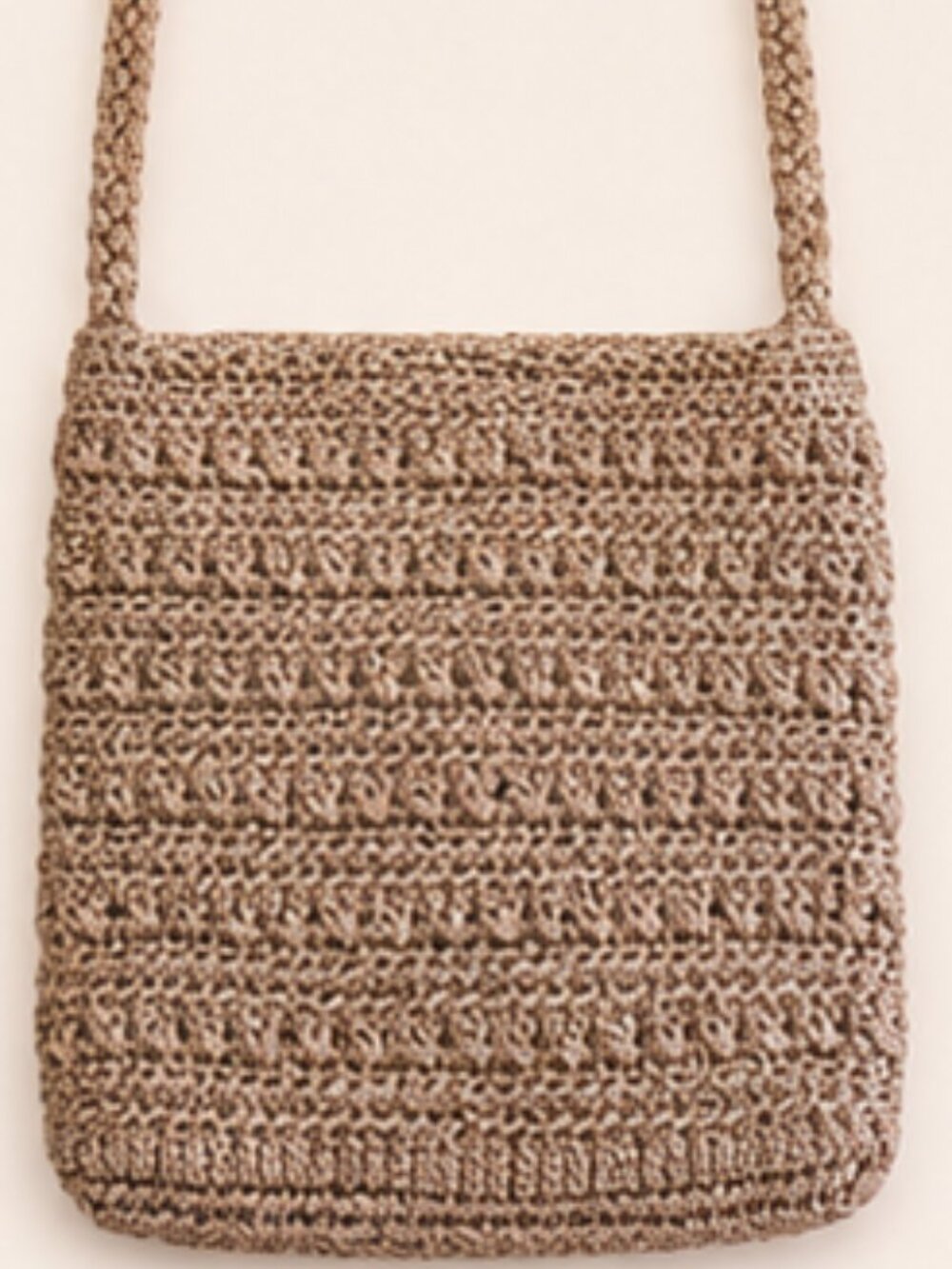 The Sak Crochet Crossbody Bag Taupe Woven Knit Boho Festival Travel Purse - Picture 5 of 7